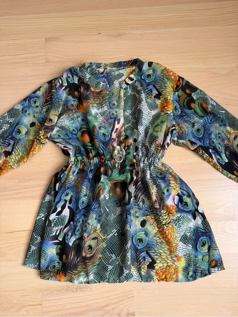 Rima Beach World Women’s Multicolor Peacock Print Beach Cover Up Plus Size.